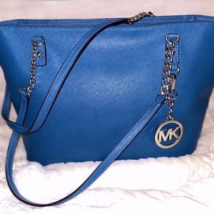$268 Michael Kors Jet Set Chain Tote - Steel Blue